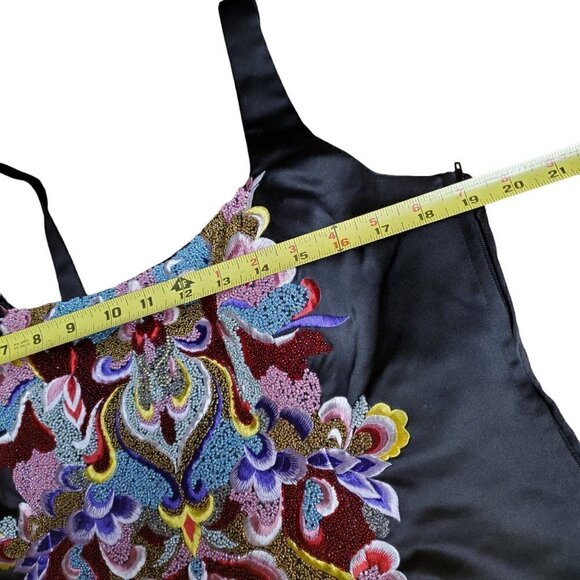 Custom Made By NIMA Womens Black Satiny Formal Beaded Sleeveless Top Size 48 - Picture 6 of 8